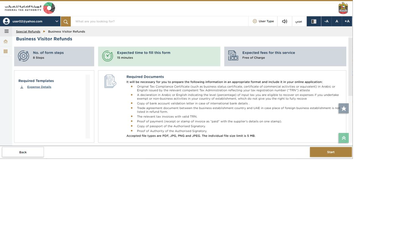 Instructions and Guidelines for Business Visitor Refund