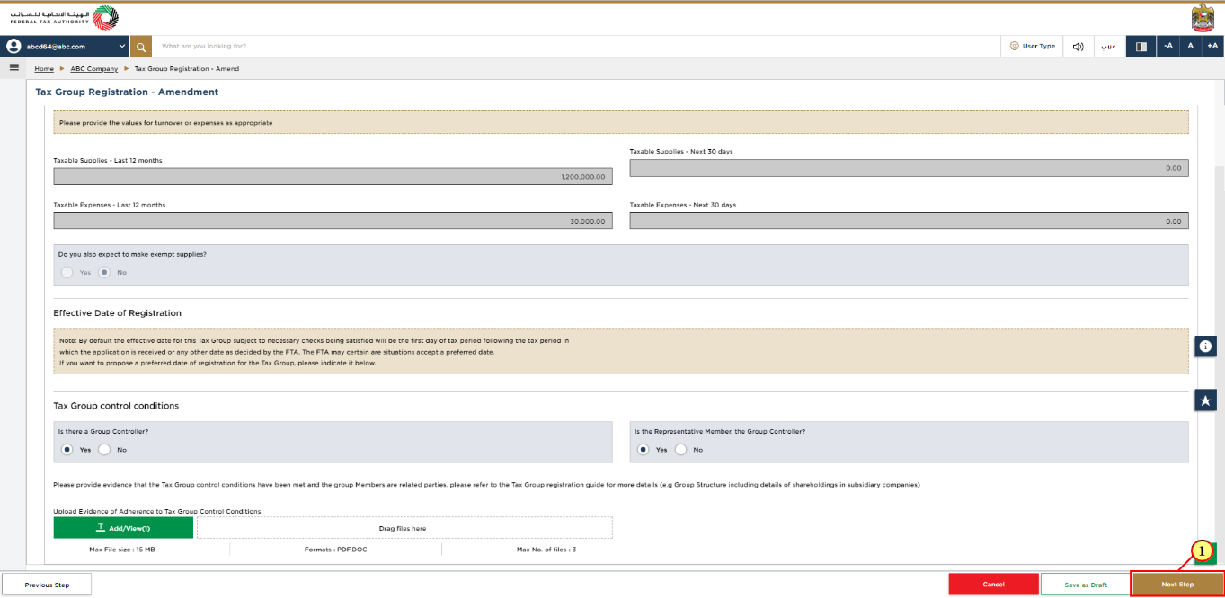 Tax group Control Conditions