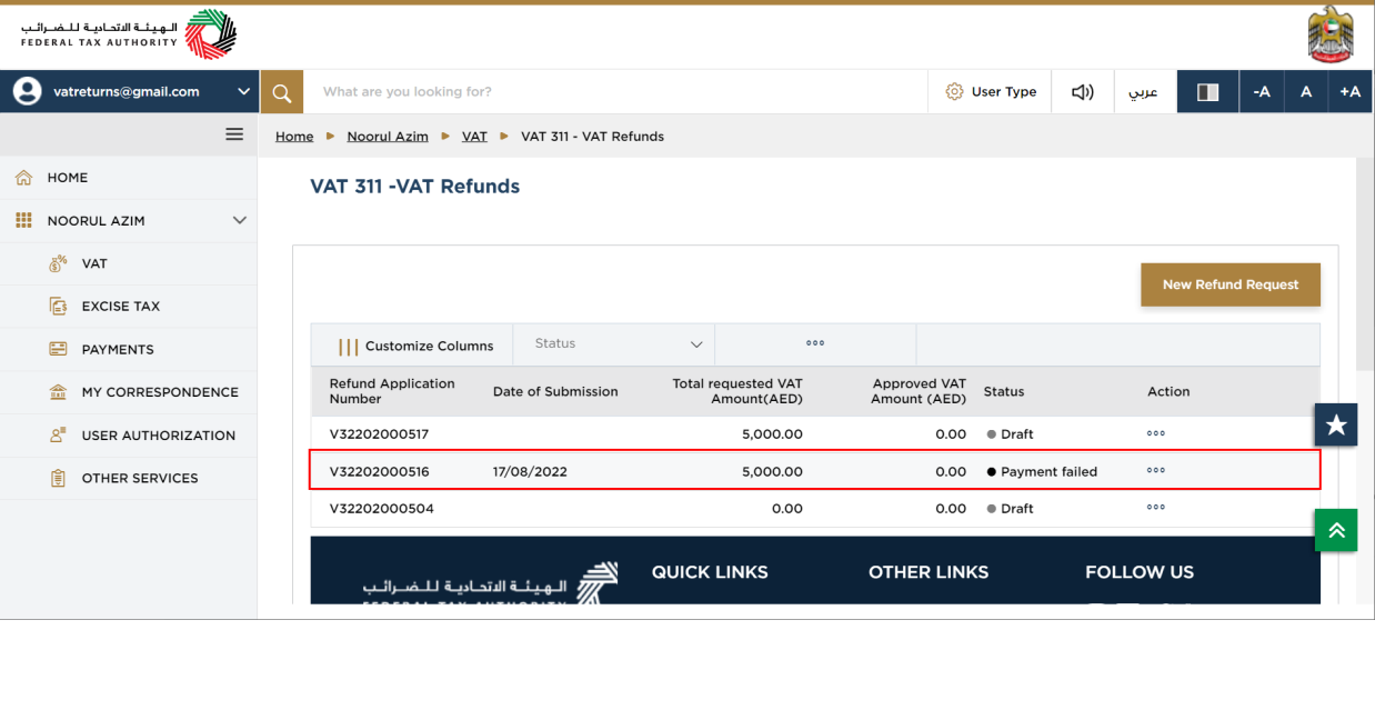 VAT 311 Refunds Dashboard