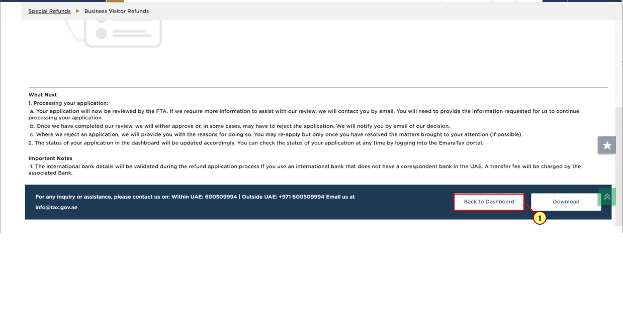 Business Visitor Refund Dashboard