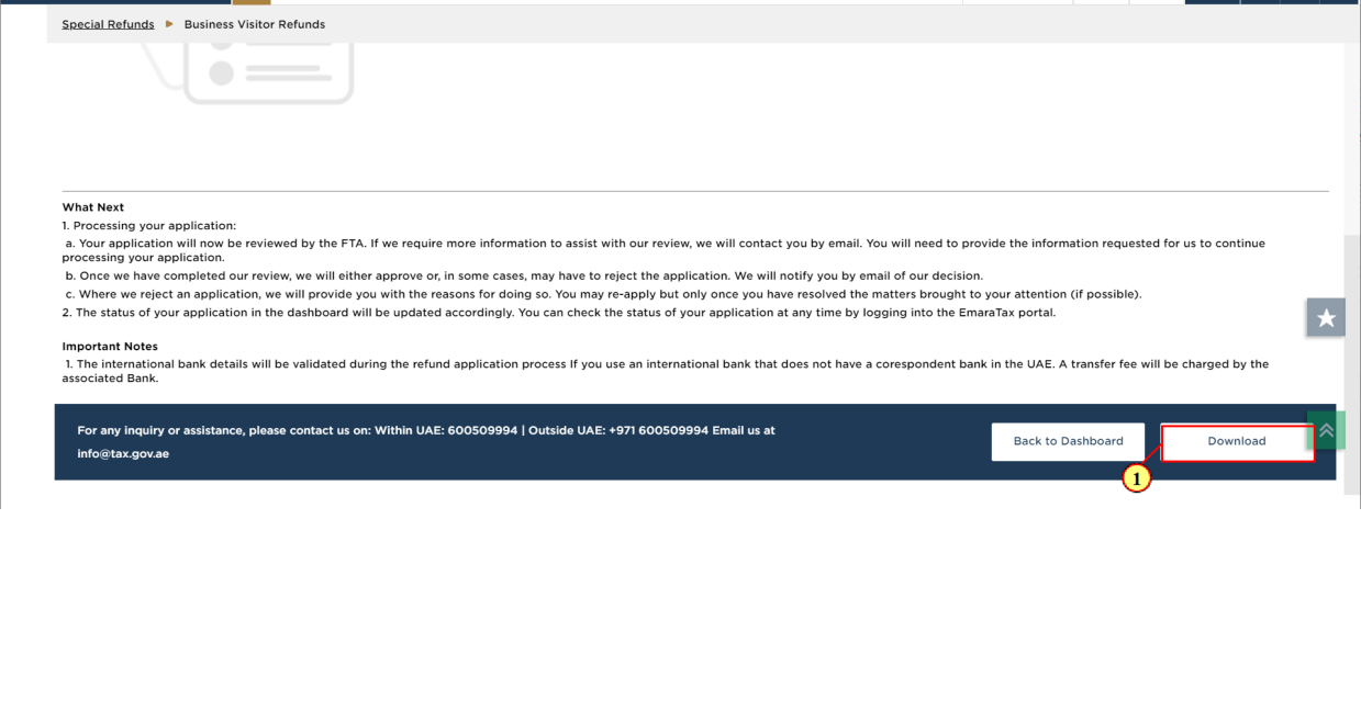 Business Visitor Refund Dashboard