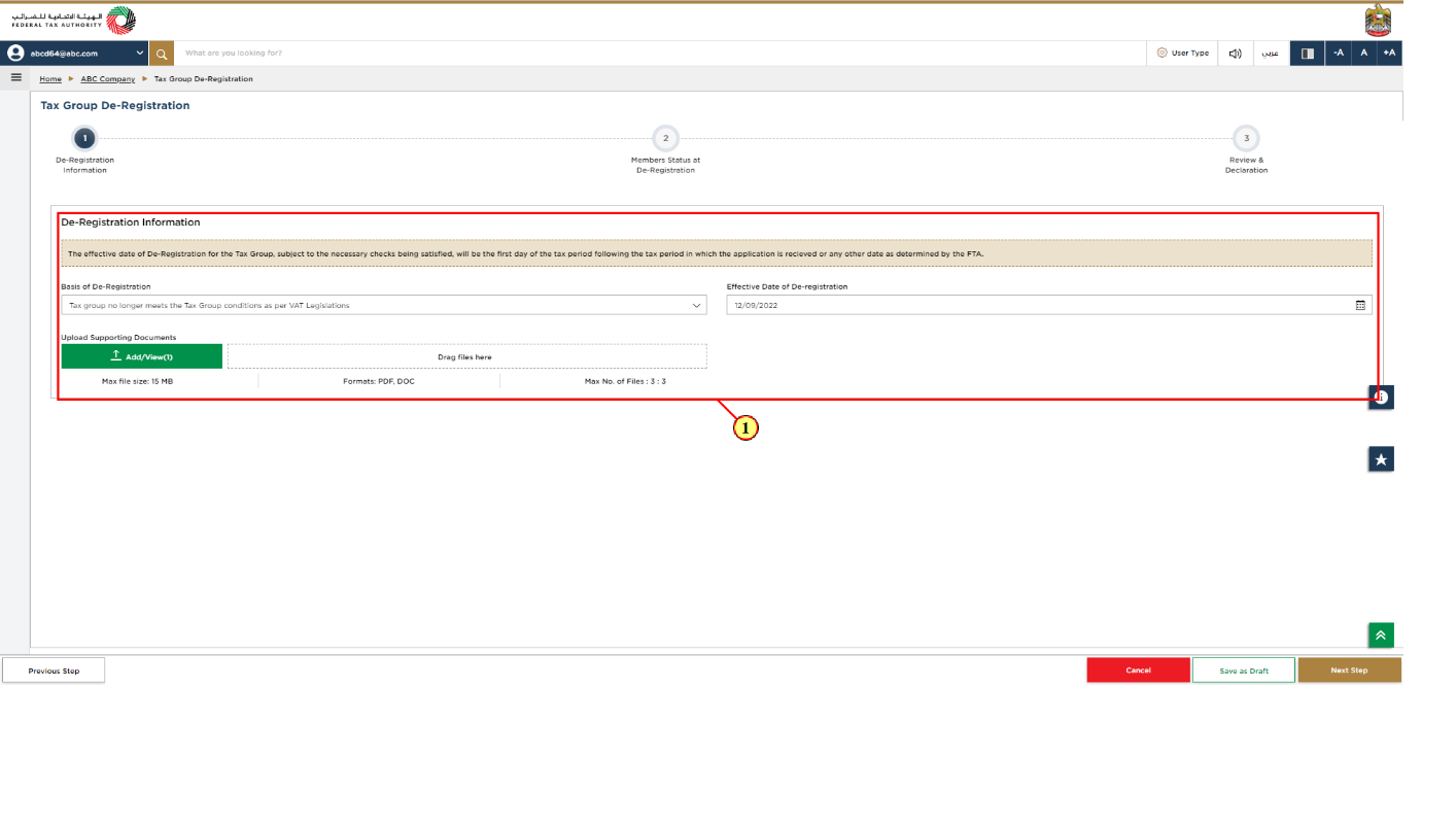 De-Registration Information