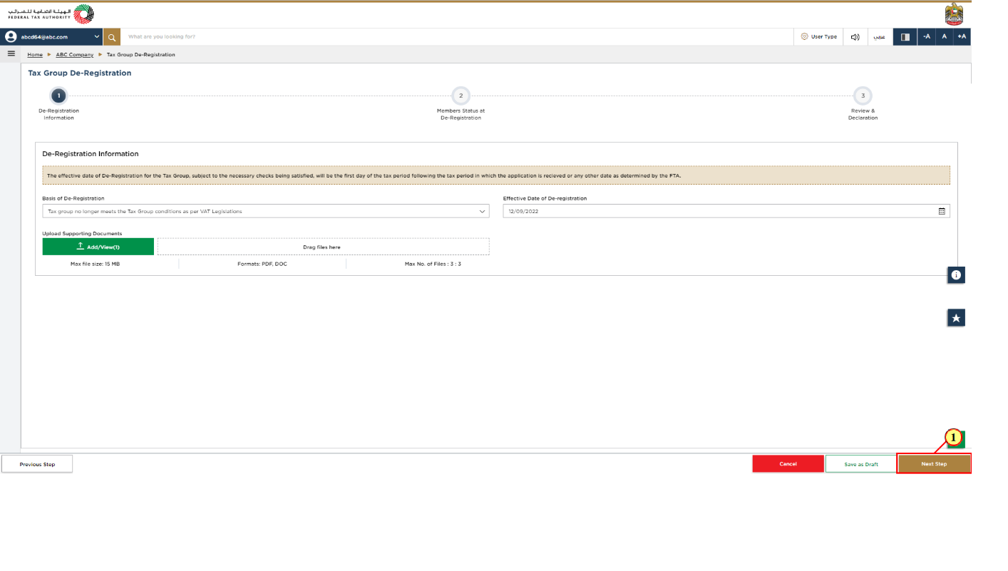 De-Registration Information