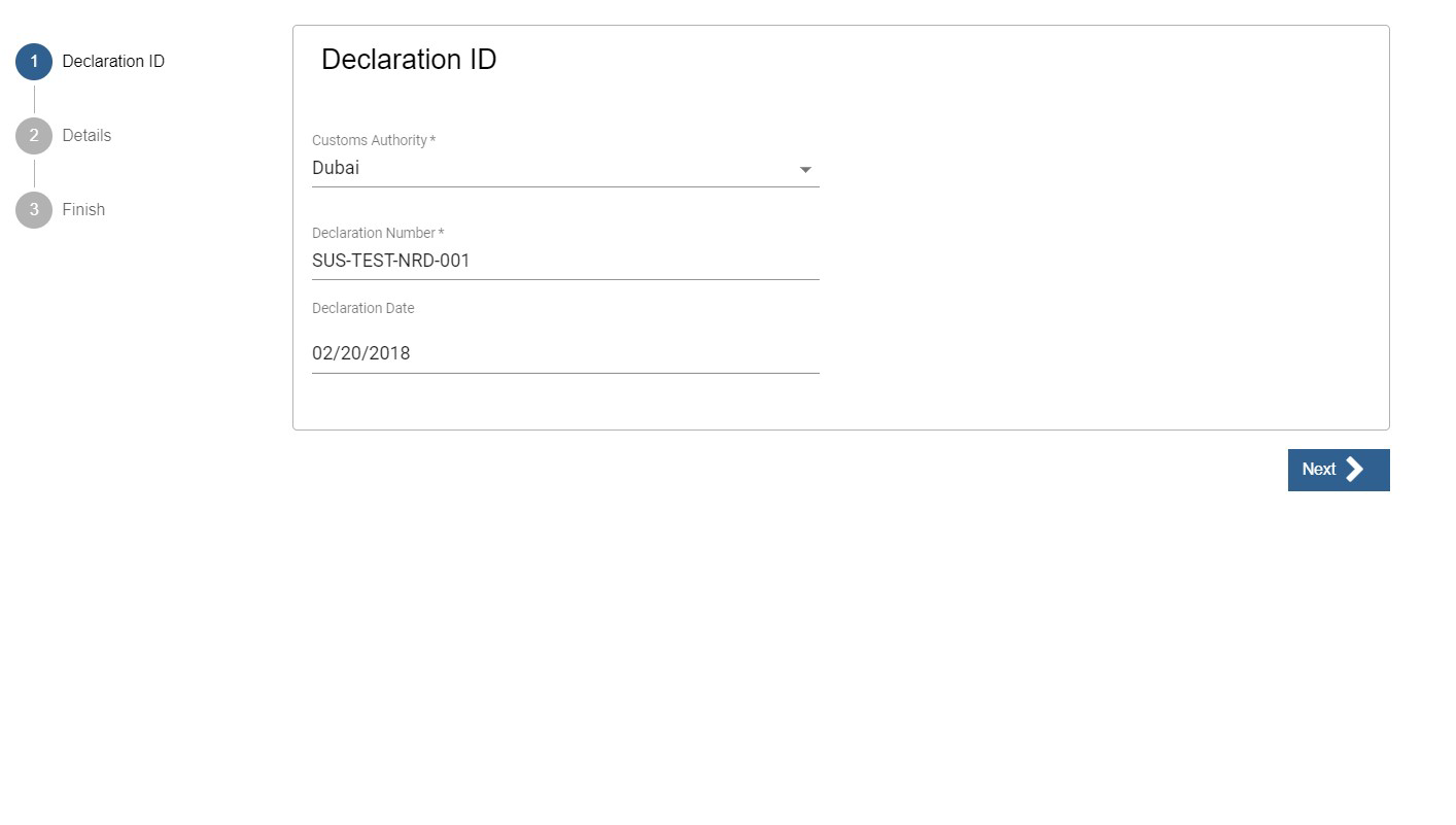 Declaration Details form