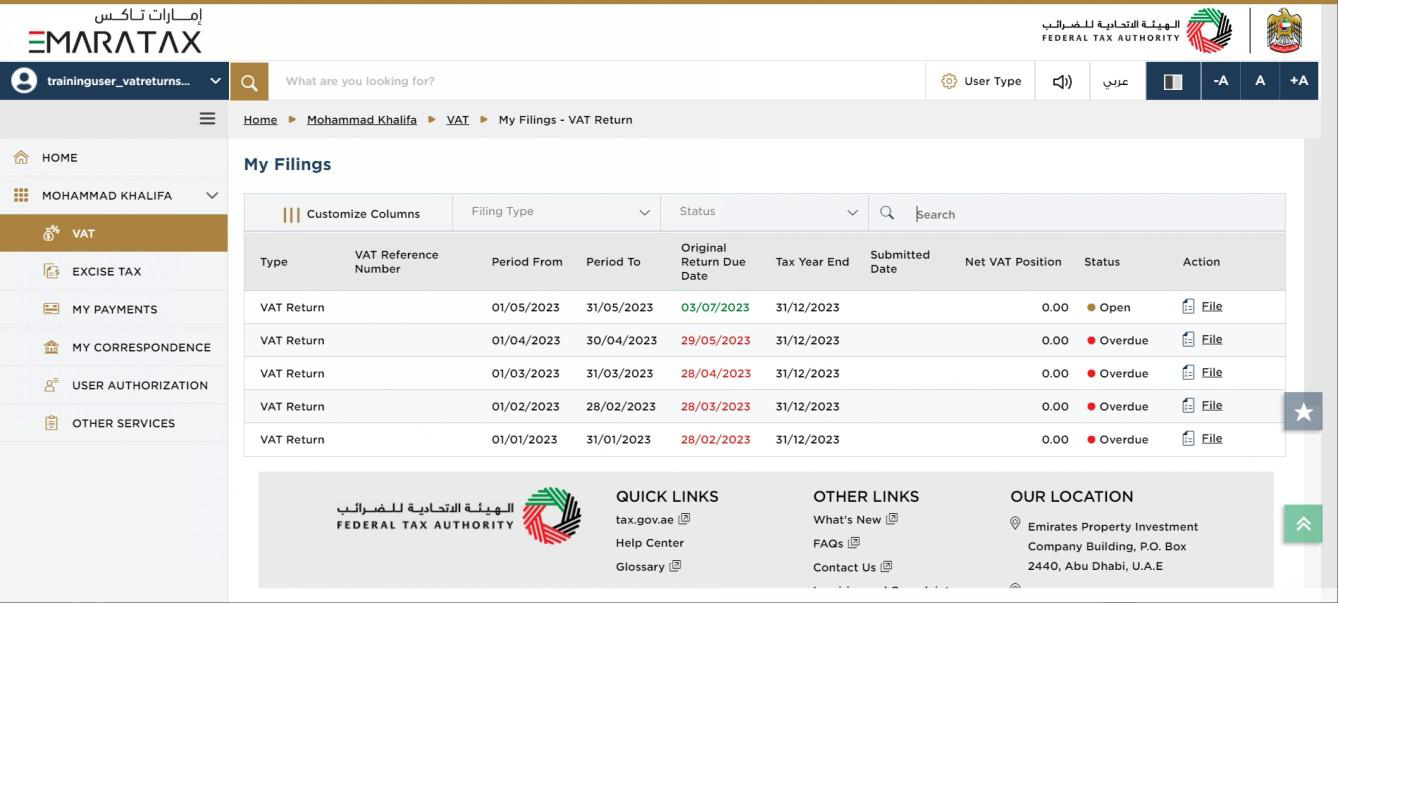 VAT 201 Return Dashboard