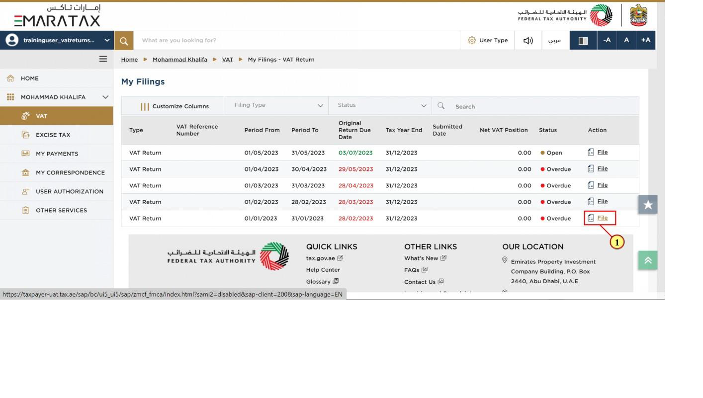 VAT 201 Return Dashboard